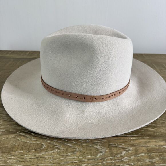 Rag & Bone wool leather trim beige fedora medium - Picture 2 of 6